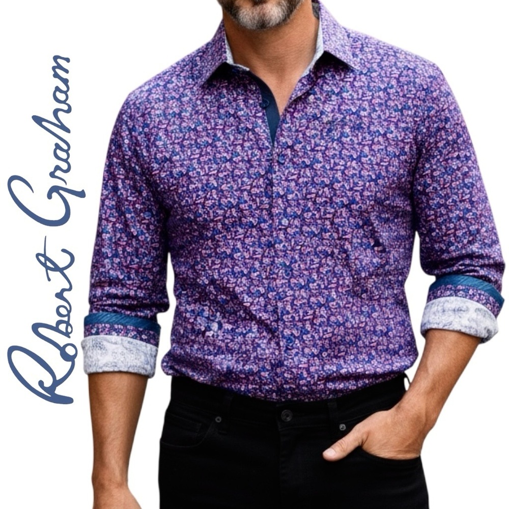 Robert Graham Men's Golden Horn Button Down Shirt Classic Fit Sz L